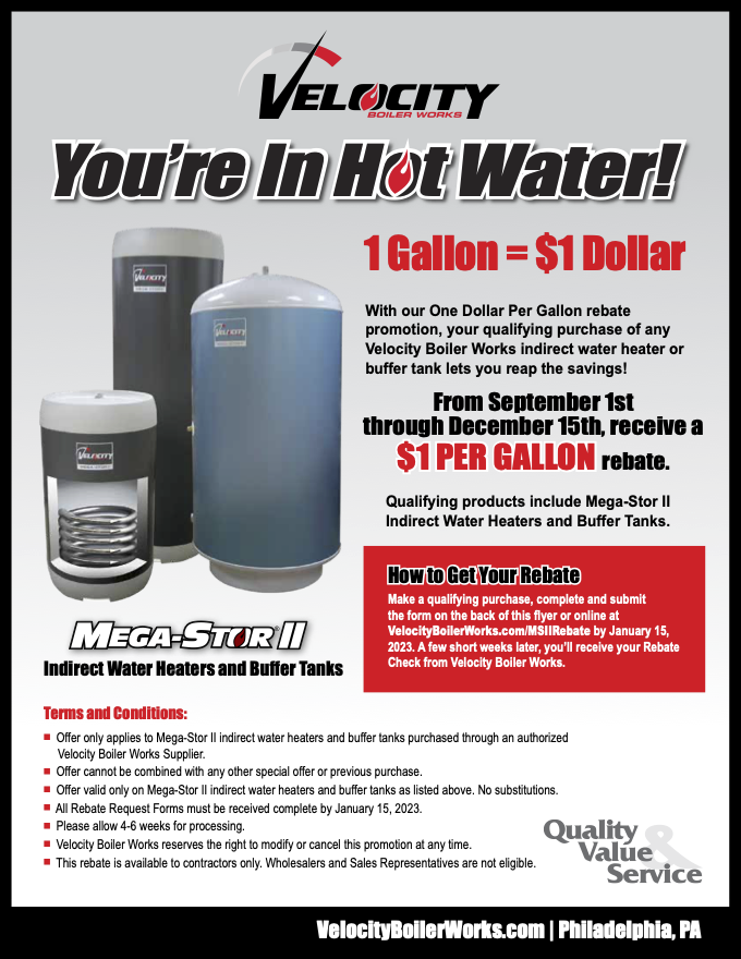Rebates And Promotions Velocity Boiler Works