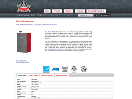 Crown Boiler Home Page Screen